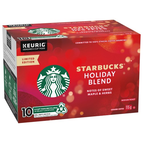 Starbucks Coffee Pods Holiday Blend Medium Roast 10 K-Cups 115 g