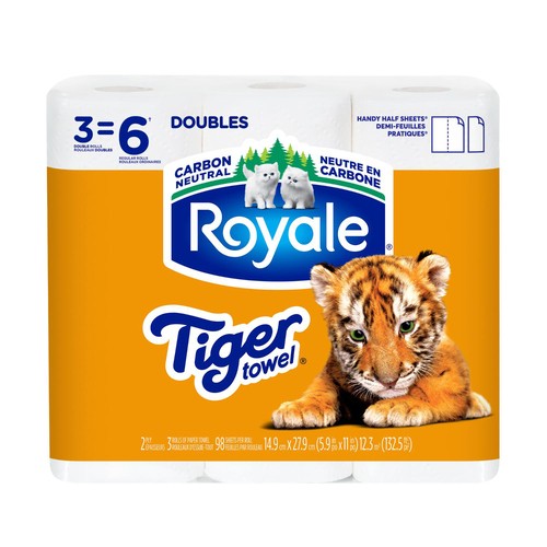Royale Tiger Strong Paper Towel 3 Equal 6 Rolls 98 Sheets per Roll