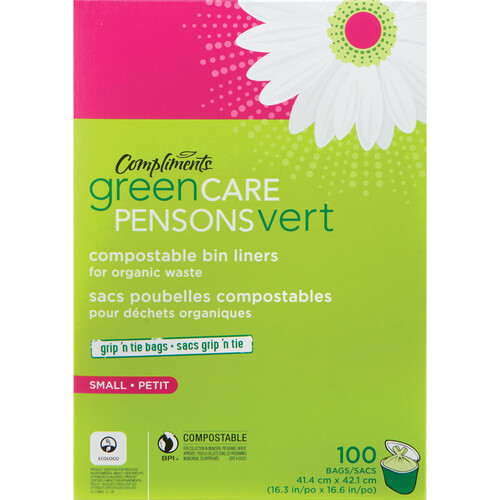 Compliments Green Care Compostable Liners Small 100 Liners 