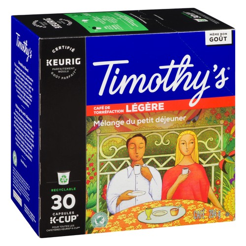 Timothy's Coffee Pods Breakfast Blend Light Roast 30 K-Cups 294 g