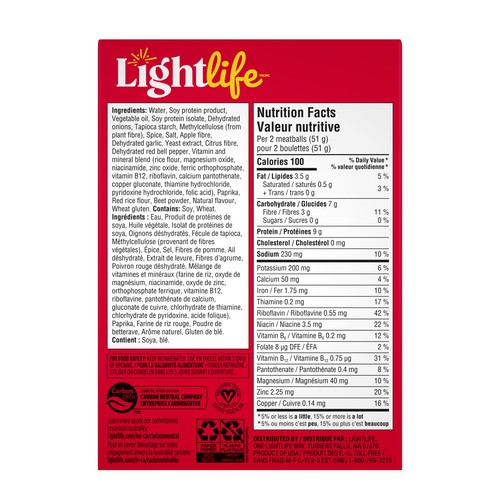 Lightlife Plant-Based Meatballs Smart Menu 227 g
