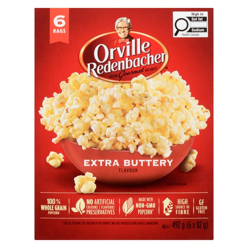 Orville Redenbacher Gluten-Free Popcorn Extra Buttery 6 x 82 g