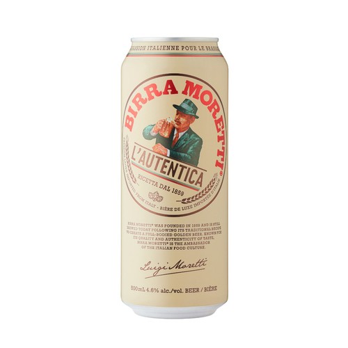 Moretti L'Autentica Beer 4.6% Alcohol 4 x 500 ml (cans)