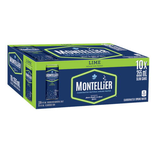 Montellier Carbonated Natural Spring Water Lime 10 x 355 ml (cans)