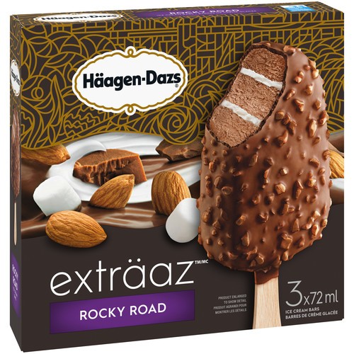 Häagen-Dazs Exträaz Ice Cream Bars Rocky Road 3 x 72 ml