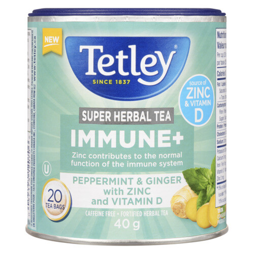 Tetley Super Herbal Tea Immune Peppermint & Ginger 20 Tea Bags