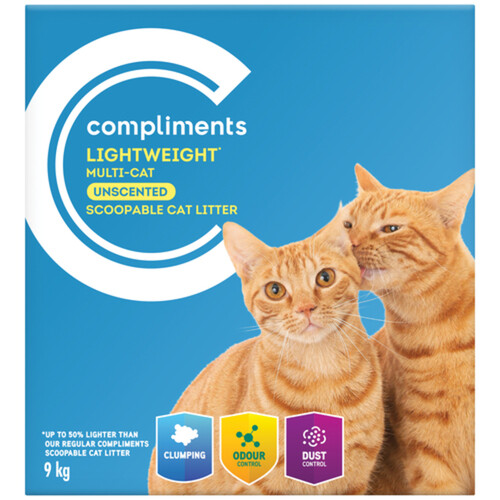 Compliments Cat Litter Lightweight Multi-Cat Unscented 9 kg