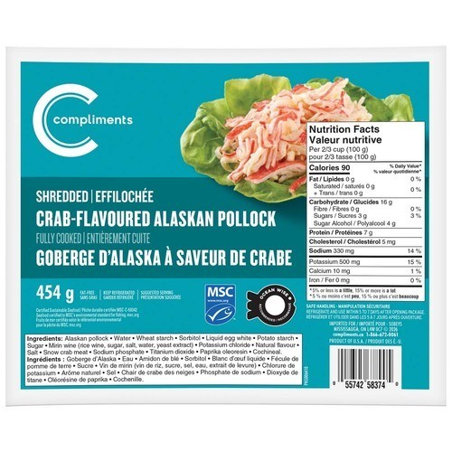 Compliments Shredded Crab-Flavoured Alaskan Pollock 454 g
