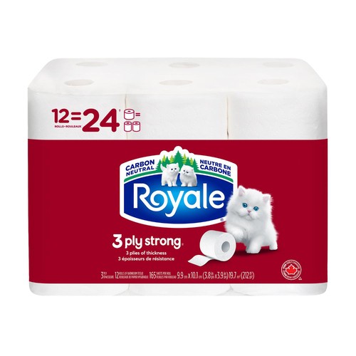 Royale Toilet Paper Strong 3-Ply 12 Rolls x 165 Sheets