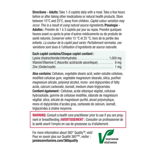 Jamieson Lysine 1000 mg Caplets 60 Count