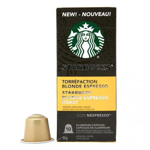 Starbucks Nespresso Coffee Pods Blonde Espresso Roast 10 Capsules 53 g