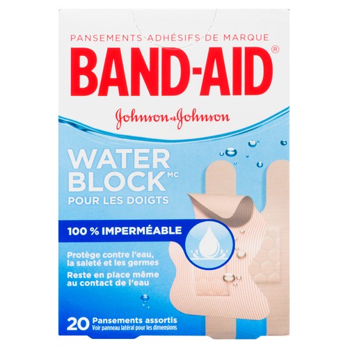 Band-Aid Bandages Water block Finger-Care Assorted Sizes 20 EA