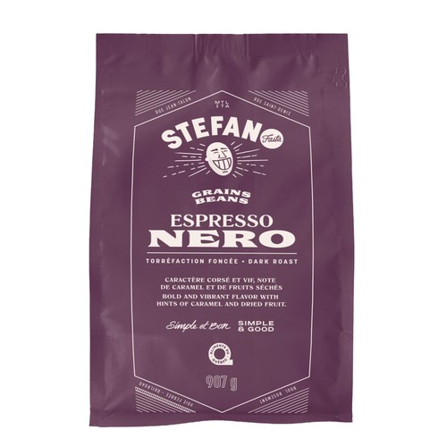 Stefano Whole Bean Coffee Espresso Nero Dark Roast 907 g