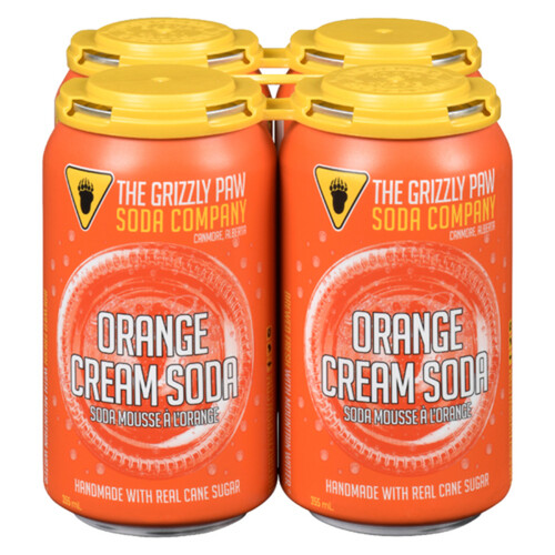 Grizzly Paw Soft Drink Soda Orange Cream 4 x 355 ml (cans)