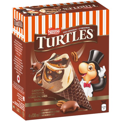 Nestlé Turtles Frozen Dessert Cones Creamy Caramel 4 x 130 ml