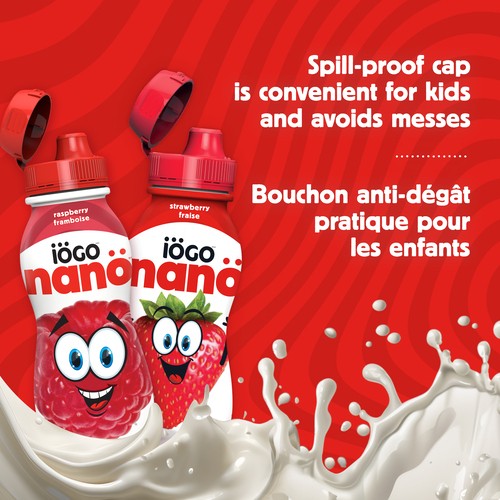 Iogo Nano 1% Drinkable Yogurt Strawberry and Raspberry 24 x 93 ml