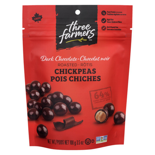 Three Farmers Roasted Chickpeas Dark Chocolate 100 g - Voilà