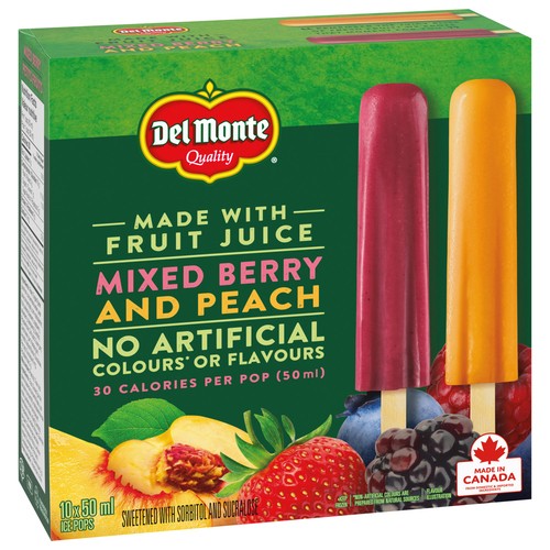 Del Monte Juice Bars Berry And Peach 10 x 50 ml