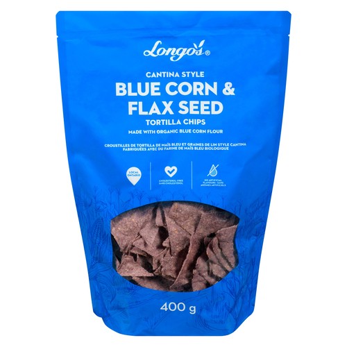 Longo's Tortilla Chips Blue Corn And Flax Seeds 400 g