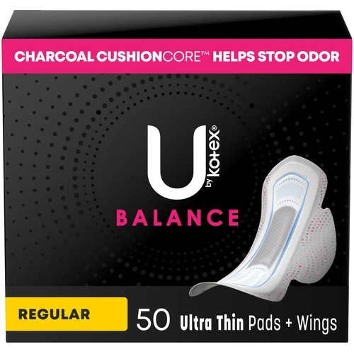 U by Kotex Balance Ultra Thin Pads Regular With Wings 50 Count