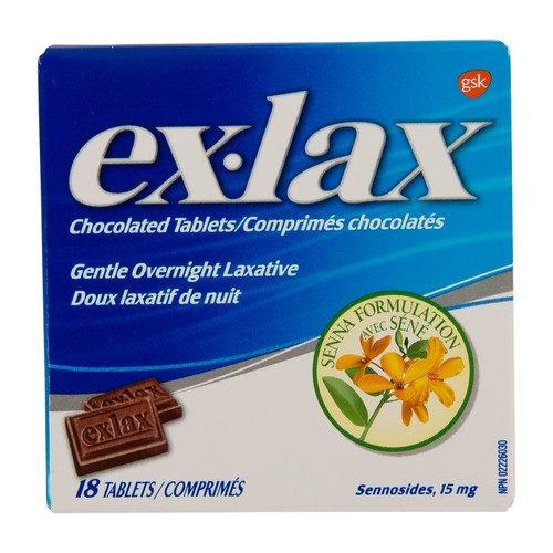 Exlax Senna Formula Laxative Chocolate 18 EA
