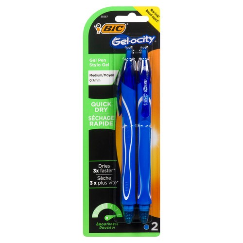 Bic Gelocity Gel Pen Medium 0.7 mm 2 Pens