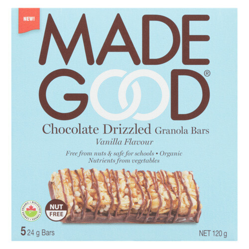 MadeGood Organic Granola Bar Chocolate Drizzle Vanilla 120 g