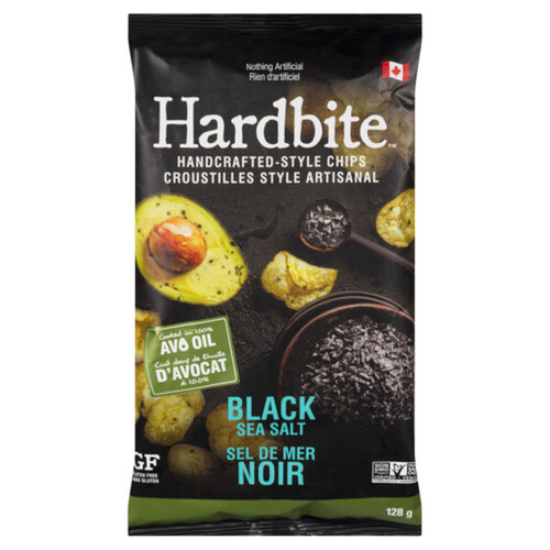 Hardbite Gluten-Free Potato Chips Black Sea Salt Cooked With Avocado Oil 128 g