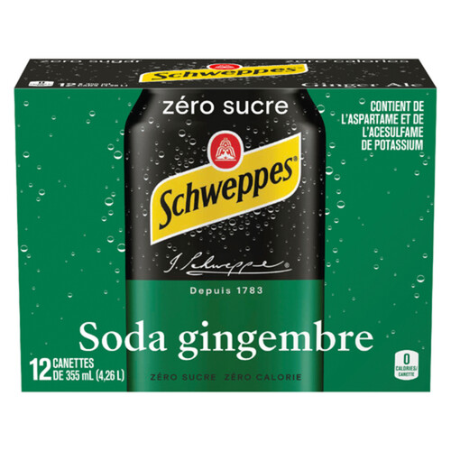 Schweppes Ginger Ale Zero Sugar 12 x 355 ml (cans)