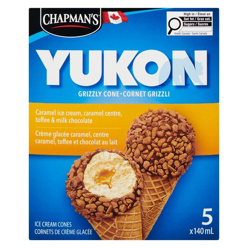 Chapman's Ice Cream Cones Yukon Caramel Toffee 5 x 140 ml
