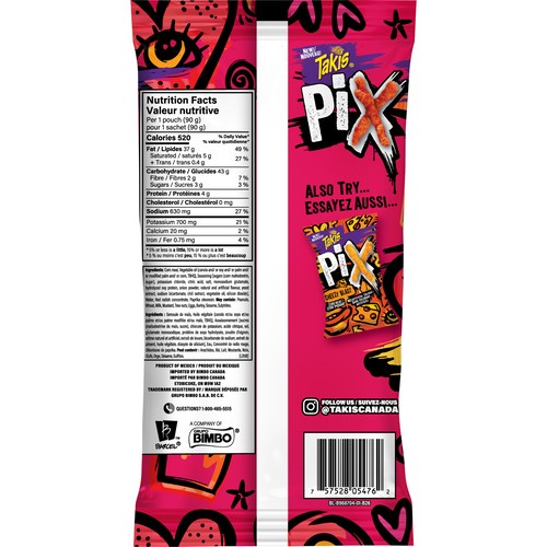 Takis Pix Fuego Corn Puff Snacks Hot Chili Pepper & Lime 90 g