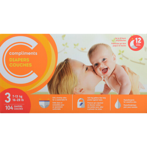 Compliments Little Ones Size 3 Diapers Club Pack 104 EA