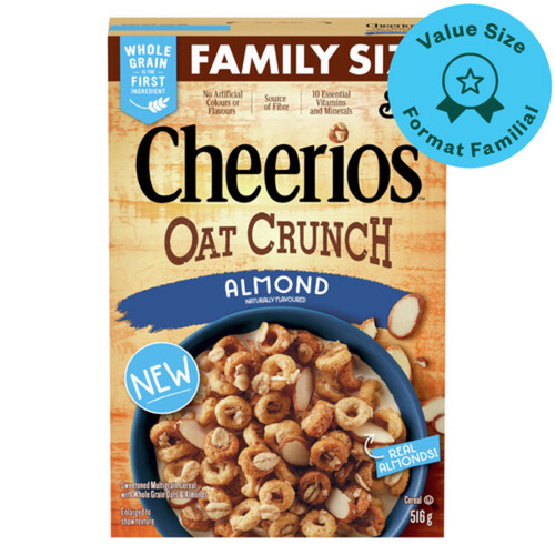 Cheerios Cereal Oat Crunch Almond Family Size 516 g