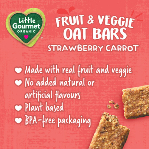 Little Gourmet Organic Fruit & Veggie Oat Bars Strawberry Carrot 90 g