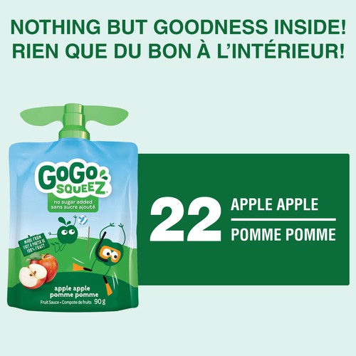 GoGo Squeez Fruit Sauce Snack Pouches No Sugar Added Apple Apple 22 x 90 g