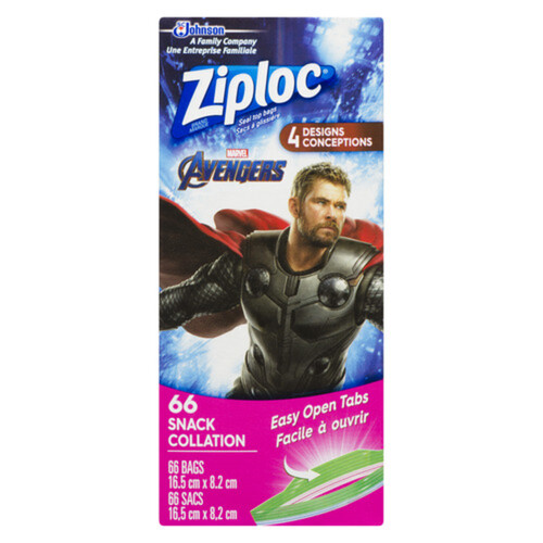 Ziploc Snack Bags Avengers Endgame 66 Bags