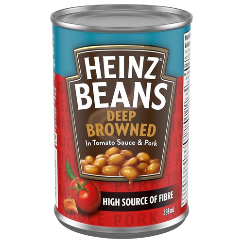 Heinz Canned Beans Deep-Browned With Pork & Tomato Sauce 398 ml