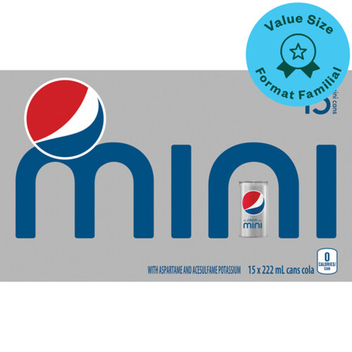 Pepsi Diet Soft Drink Mini 15 x 222 ml (cans)
