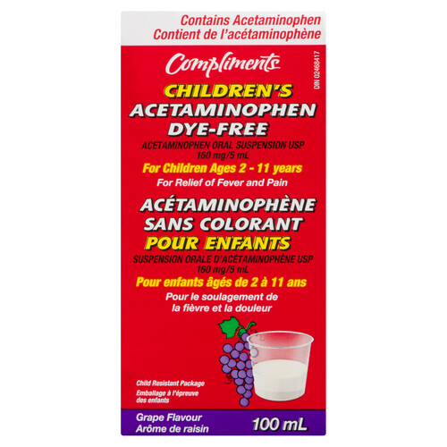 Compliments Children's Acetaminophen Grape Flavour 100 ml