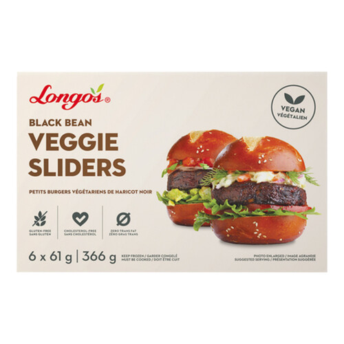 Longo's Frozen Veggie Sliders Black Bean 366 g