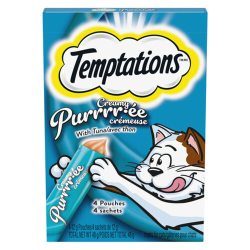 Temptations Cat Treats Creamy Puree With Tuna 4 Pouches x 12 g