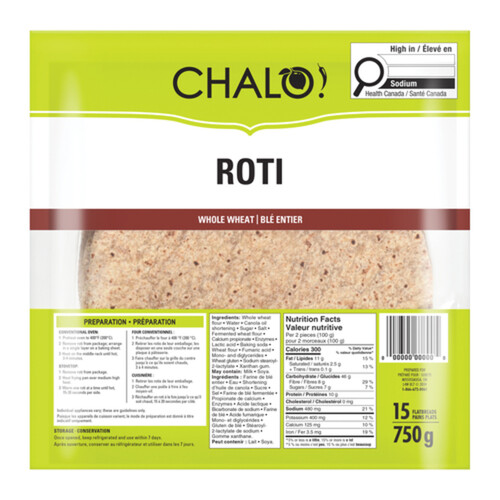 Chalo! Roti Whole Wheat 15 x 50 g