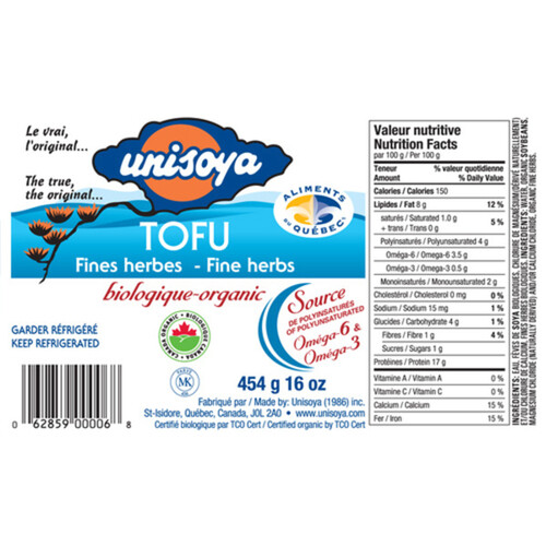Unisoya Organic Tofu Fine Herbs 454 g