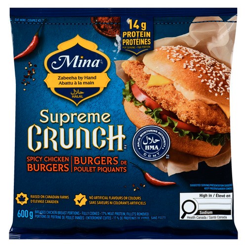 Mina Surpreme Crunch Frozen Chicken Burger Spicy 600 g