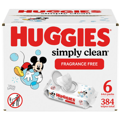 Huggies Simply Clean Baby Wipes Flip-Top Pack Unscented 384 Count