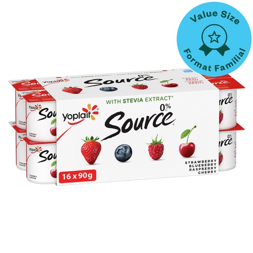 Yoplait Source Yogurt Strawberry Blueberry Raspberry Cherry Value Size 16 x 90 g