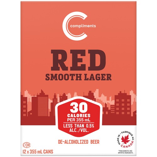 Compliments Non Alcoholic Beer Red Brew 12 x 355 ml (cans)