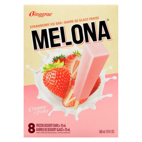 Binggrae Melona Frozen Dessert Bars Strawberry 8 x 70 ml