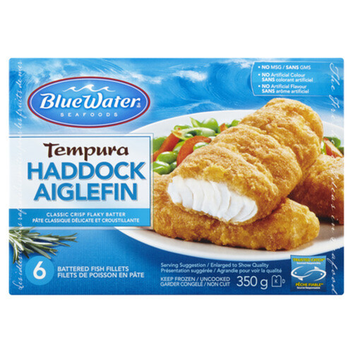Blue Water Frozen Battered Fish Fillets Light Haddock 350 g - Voilà Online  Groceries & Offers