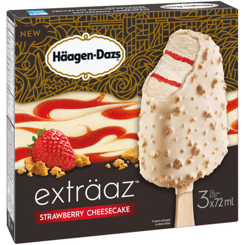 Häagen-Dazs Exträaz Ice Cream Bars Strawberry Cheesecake 3 x 72 ml